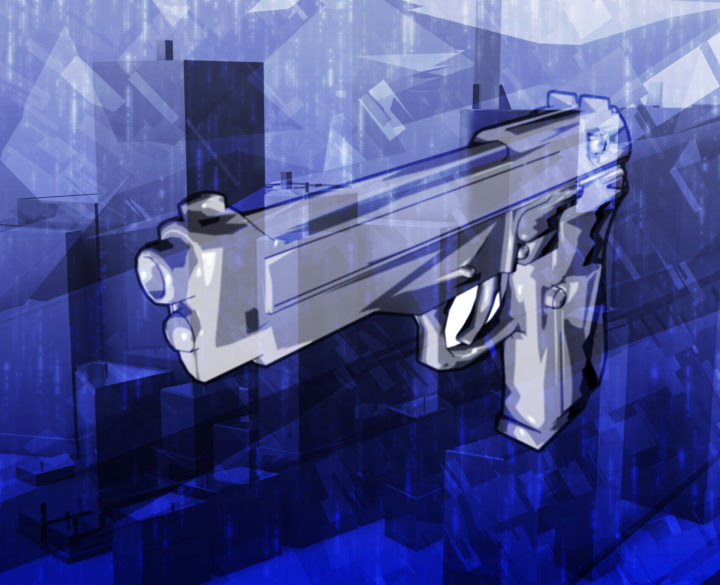 Gun crime Abstract concept digital illustration