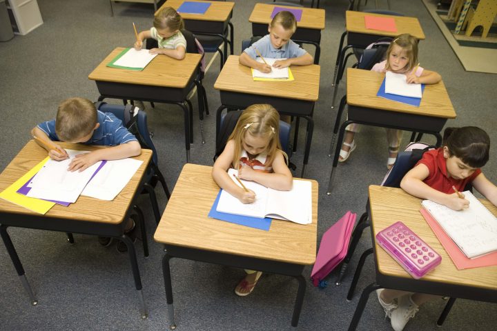 Children at desks in school