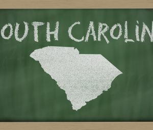 drawing of south carolina state on chalkboard, drawn by chalk