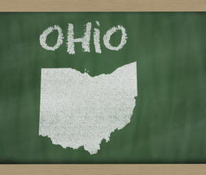 drawing of ohio state on chalkboard, drawn by chalk