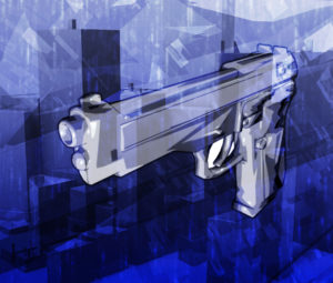 Gun crime Abstract concept digital illustration